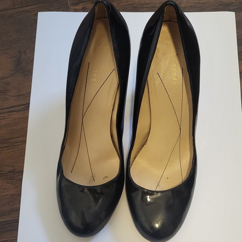 Kate Spade Round Toe Black Patent Pump- Block heel 9.5